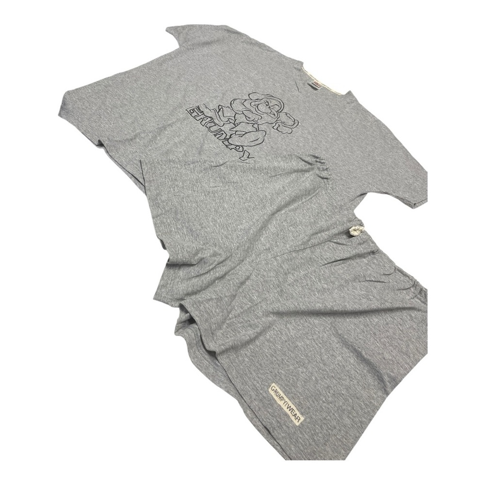 Disney Grumpy Pajama Set Heather Gray Tee & Shorts Loungewear Women’s Size XL